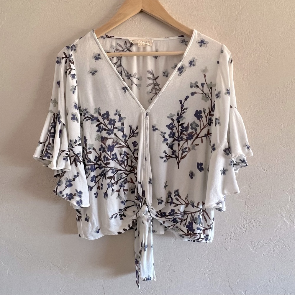 Lovestitch Front-tie Floral Blouse